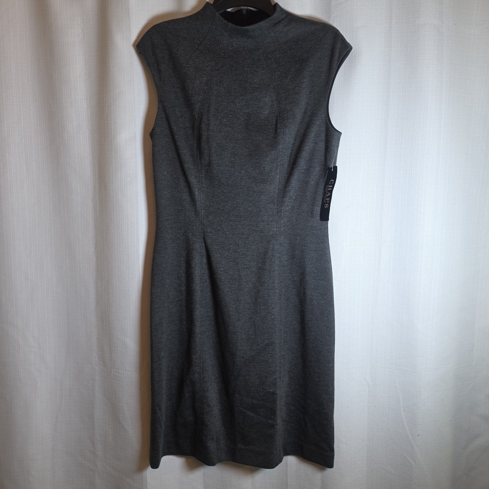 NWT Chaps Women 's Grey Charcoal Midi Dress Size 10